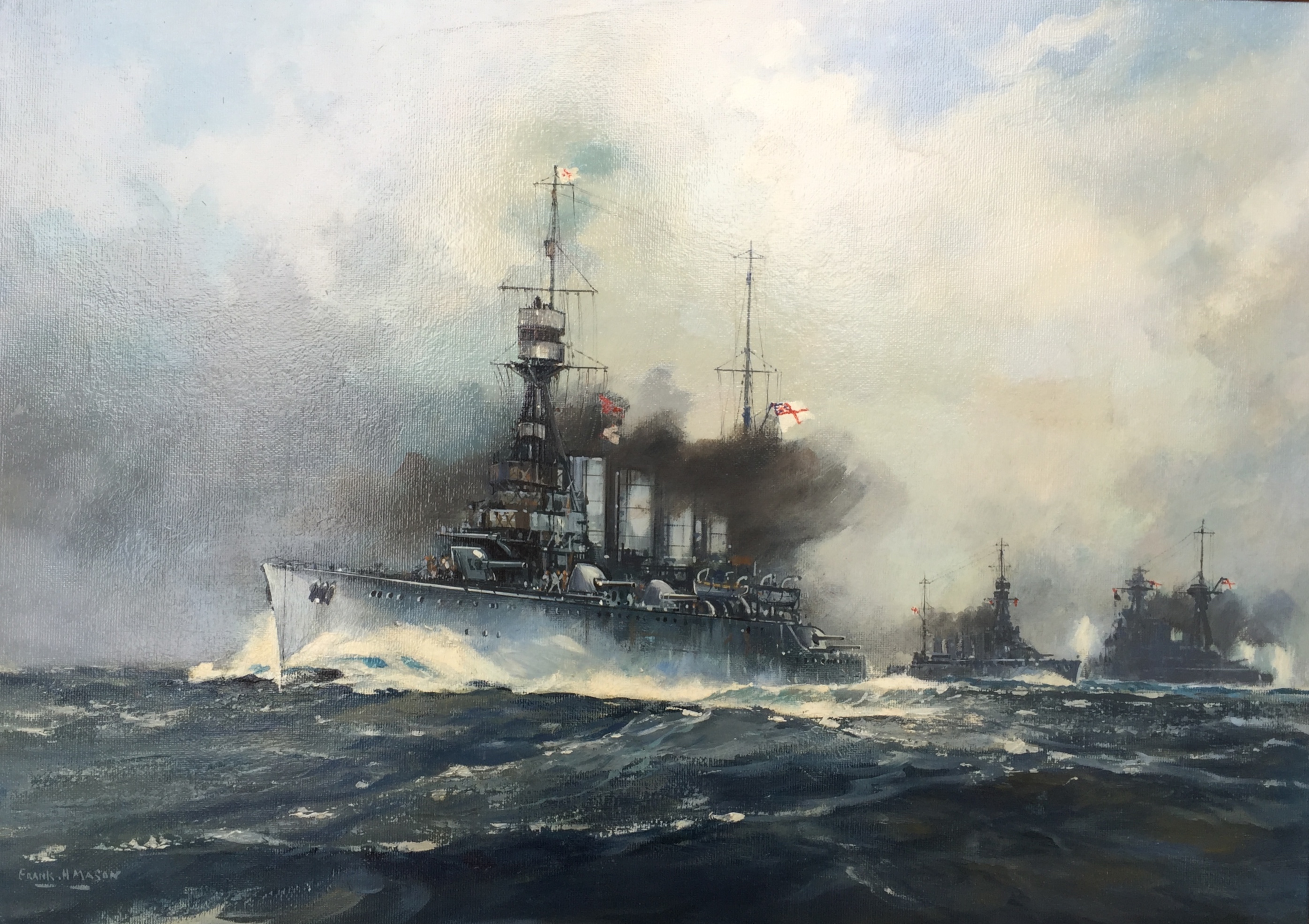 HMS Southampton at Jutland. Frank H Mason 1876-1965. Private Collection ...